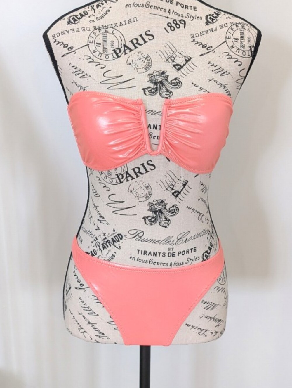 SUNDEK | Women's Peach Metallic Tie Up Bandeau Bikini Set